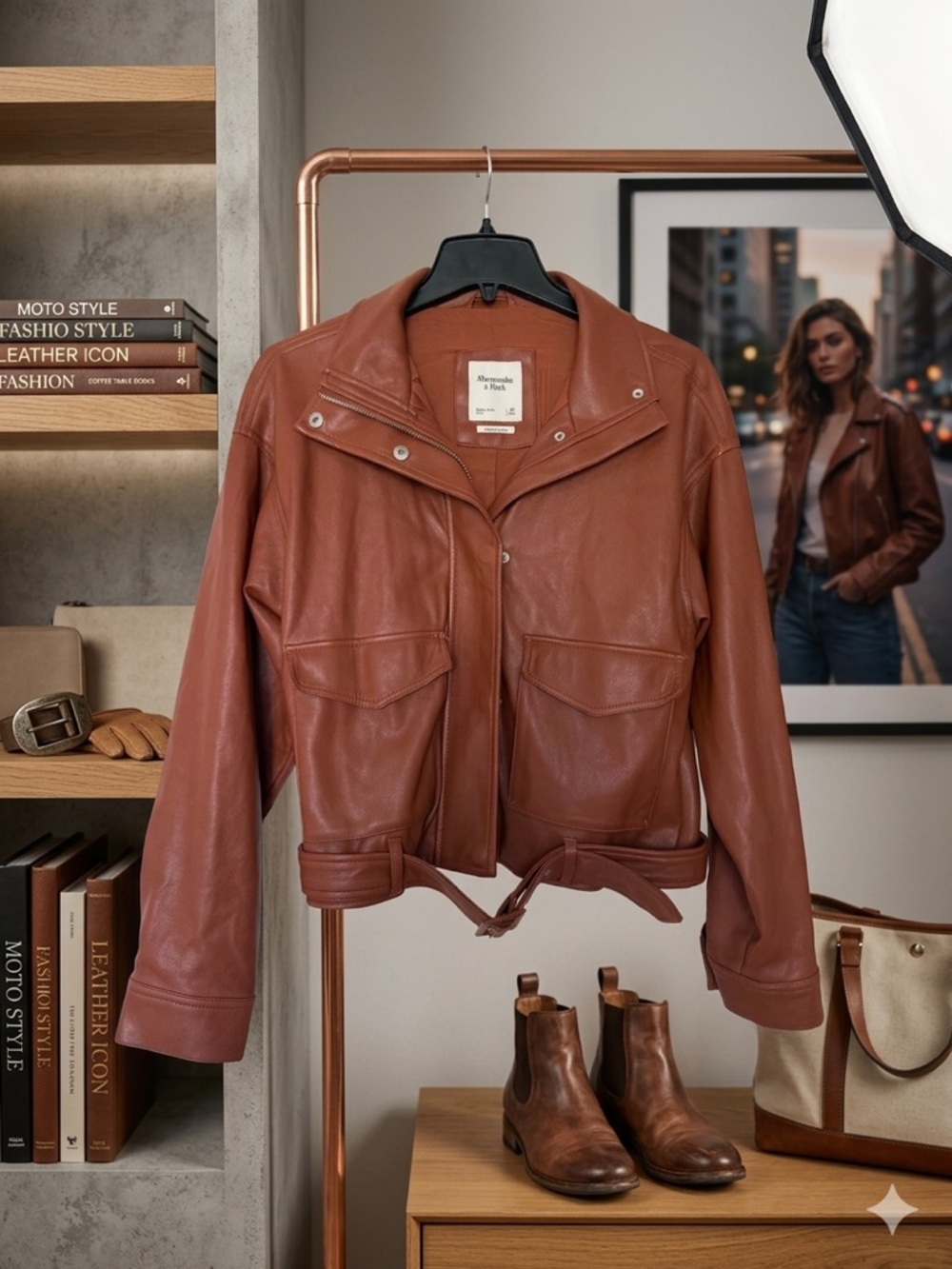 Abercrombie & Fitch Chestnut Brown Leather Jacket